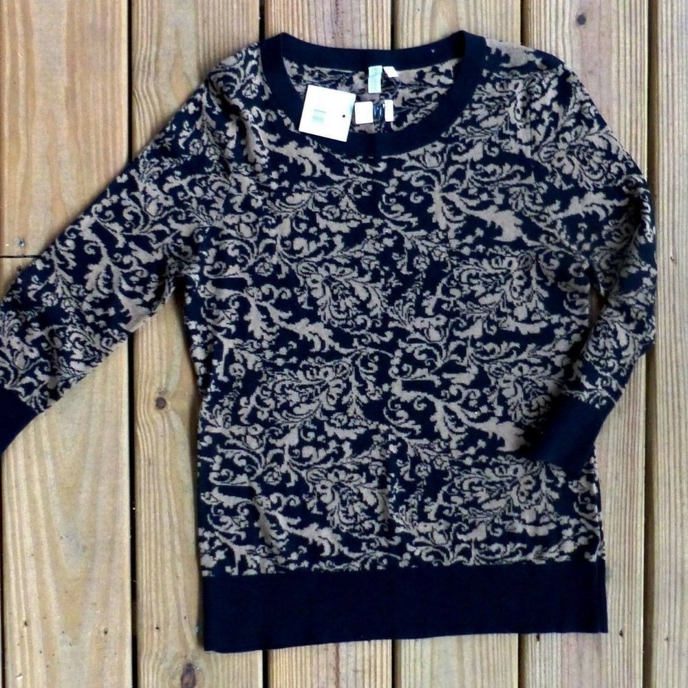 Madison Women's Designer Sweater Sz L New With Tags  Black & Beige